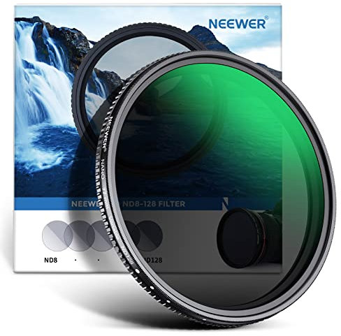 NEEWER Filtro ND variabile 77mm ND8-ND128(3-7 Stops), senza X/Vetro Ottico HD/multistrato/ultra sottile/idrorepellente/resistente ai graffi