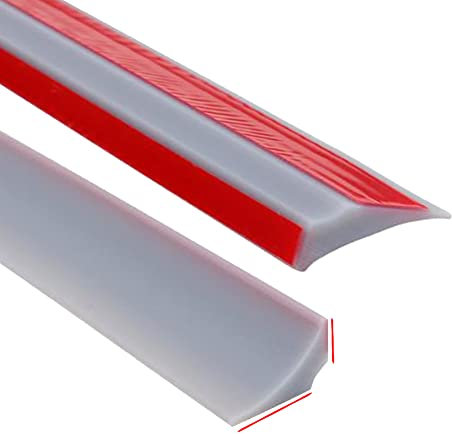 2M Bande d'étanchéité Silicone Pliable Barrage d'eau Seuil de Douche Joint Douche Barriere de Douche Retenue d'eau Anti Débordement pour Salle de Bain Evier Cuisine, Gris (Deux Côtés Adhésifs)