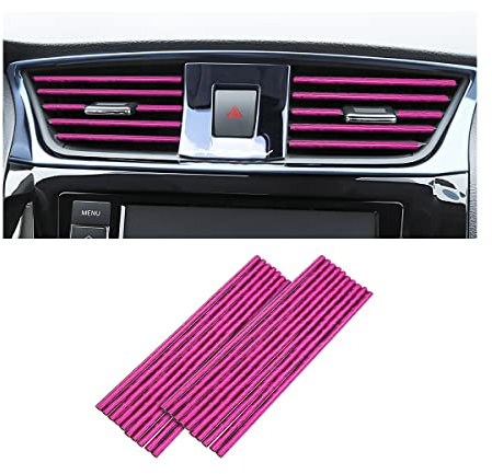 CGEAMDY 20 Piezas Tiras Decorativas para el Aire Acondicionado del Coche, Accesorios para el Interior del Coche, Tira Decorativa Multicolor para la MayoríA de las Salidas de Aire (Rosa Hielo)
