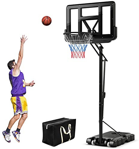 COSTWAY Basketballkorb Outdoor, Basketballständer 135-305 cm höhenverstellbar, Basketballkorb mit Ständer, 2 Rädern & Gewichtssack, Mobile Korbanlage Basketballanlage für Kinder, Erwachsene