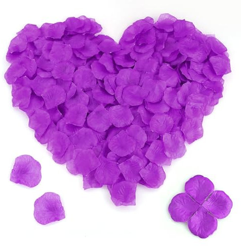 HXMJIED Lot de 1000 pétales de rose artificiels en soie – Violet pour chambre à coucher, émulation sans goût