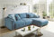 New Velour Fabric Corner Sofa Bed With Storage - 'Milo' - Sleeper Sofa With Free Assembly & Delivery. Left & Right Side (Right, Light Blue - Kronos 31)