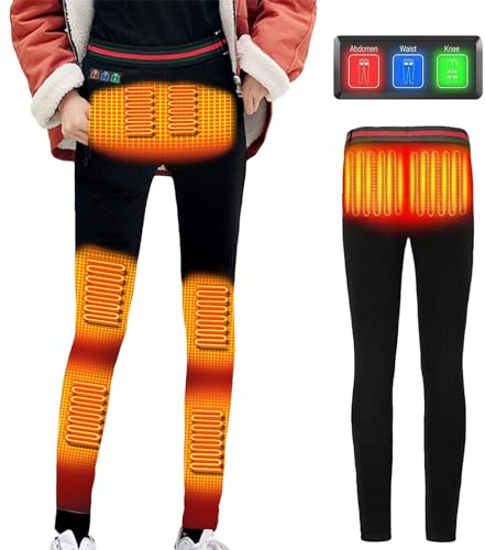 YURCI Heated Pants for Women, Outdoor Snow Hiking Leggings, Fleece Heated Pant for Winter Outdoor Warm - Without Battery Black