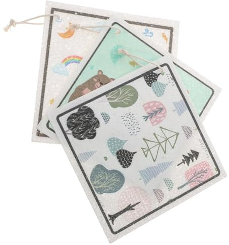 Amosfun Geschirrtücher Weich Bequem Reinigungstücher 3er-Pack Zellulose-schwammlappen Cartoon-küchen-geschirrtücher Saugfähig Atmungsaktiv