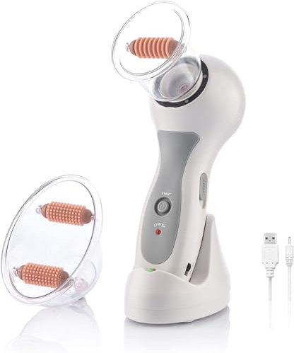 CELLUSTOP - Aspirateur Anti Cellulite - Appareil de Massage Palper Rouler 2 Ventouses Rouleau Simple et Double - USB - Blanc