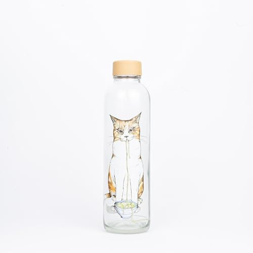 Carrybottles Glastrinkflasche 0,7l (Ramen Cat)| Sportflasche, Wasserflasche | BPA-frei, auslaufsicher & kohlensäuregeeignet | Made in Germany