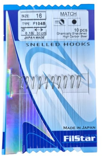 PRO FILSTAR Bronze Angelhaken Set mit Vorfach 10 STK N16, Mono Angelschnur | 50cm,DIA 0,10mm, Schleien & Weißfische Gebundene Haken - Fishing Hook - Vorfachschnur - Monofiler Vorfächer - Sport Set