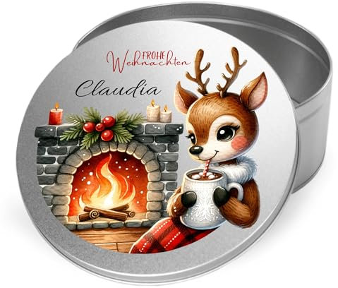 GRAZDesign Keksdose Weihnachten personalisiert mit Namen Reh Frohe Weihnachten