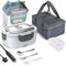 JIAKANUO Electric Lunch Box Food Warmer Portable Lunch Microwave Bento Box with SS Container 1.5 L Leak Proof, 230V/12V/24V for Car/Office/Trunk 3 in 1 with Fork&Spoon＆Insulated Lunch Bag (White)