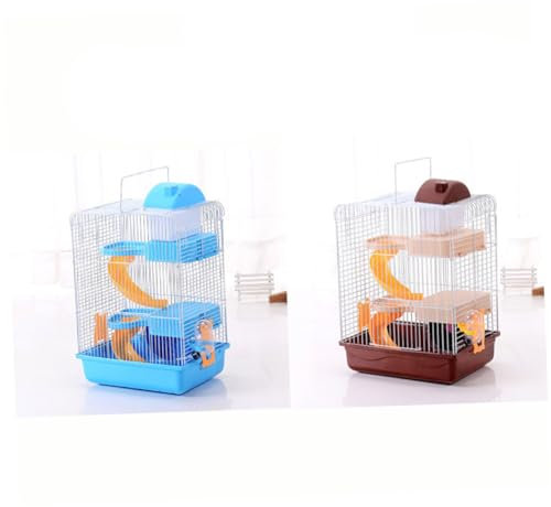 EXHUMKY Dreistöckiger Luxusvilla-käfig Hamsterkäfig Haustierkäfig Blau