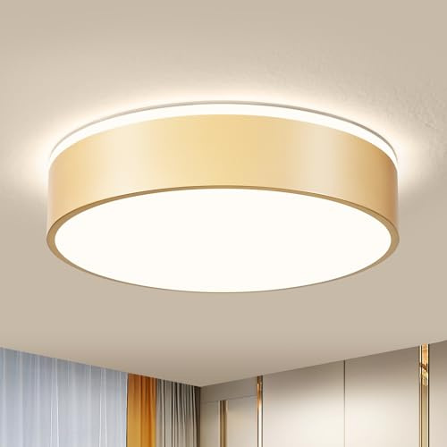 Vikaey Moderne Deckenlampe,LED Deckenleuchte Gold Metall,4000K,36W Schlafzimmerleuchte Für Wohnzimmer,Küche,Bad,Korridor,Esszimmer,Lounge,Ø40 cm
