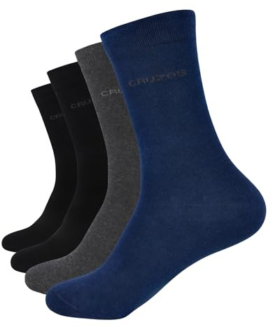 CRUZOS Businesssocken Herren mix 4 Paar Anzugsocken Baumwolle Socken für Männer 39–42 & 43–46 Airportsocken Elegant, Atmungsaktiv, Nahtlos, Perfekt für Büro Reise Alltag