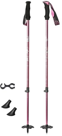 Perfeclan Bâtons de Ski Multifonctions ergonomiques et réglables, Parfaits pour Les Pistes et Hivernales en Plein air, Rose