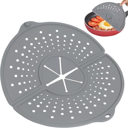 Sartenes de silicona, protección contra salpicaduras, plegables, 32 cm, protección contra salpicaduras de grasa para cocinar, resistente al aceite, protección contra sobrecocción para ollas, vaporeras