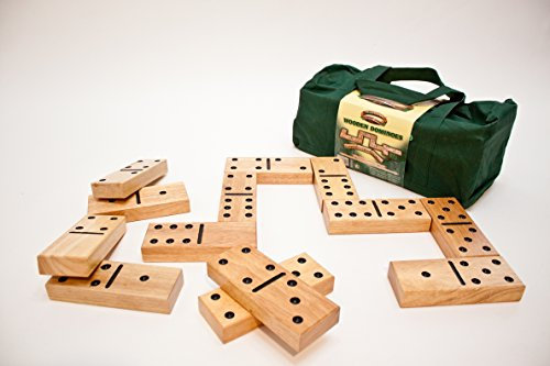 Giant Wooden Dominoes Set – Oversized Outdoor Lawn Game for Kids & Adults – 28-Piece Wooden Domino Tiles with Carry Bag – Classic Family Fun for Backyard, Garden & Parties