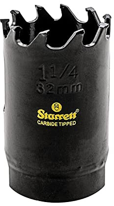 Starrett Tungsten Carbide Tipped Hole Saw - CT114 Deep Cut Holesaw Cutter - For Wood Suspended Flooring Reinforced Concrete & Fibreglass - 32MM