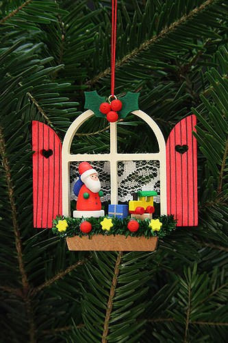 Christian Ulbricht Christbaumschmuck Christbaumschmuck Adventsfenster mit Niko - 7,6x7,0cm