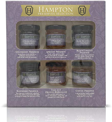 Hampton's Jam Preserves Gift Box Selection Containing 6 x 42g Resealable Assorted Mini Jars