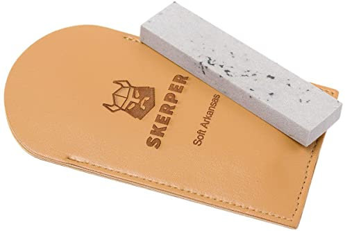 Pierre A Aiguiser De Poche Skerper Arkansas NAPO01 Soft Arkansas pour Petits Outils ou Sur Le Terrain Gris