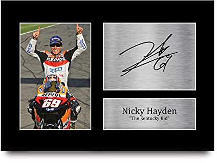 HWC Trading Nicky Hayden A4 Ungerahmt Signiert Gedruckt Autogramme Bild Druck-Fotoanzeige Geschenk Für Superbikes Motogp Fans