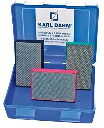 Karl Dahm Schleifset Diamant, Körnung 60 – 200 I Profi-Handschleifer-Set zum Brechen und Schleifen von Naturstein und Feinsteinzeug – 50279