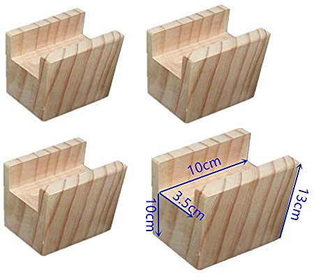 ENCOMAG Möbelerhöher Betterhöhung Tischerhöher Elefantenfuß Bed Riser aus Holz 4 Stück (Länge 10 cm Grabenbreite 3,5 cm 10 cm erhöhen)