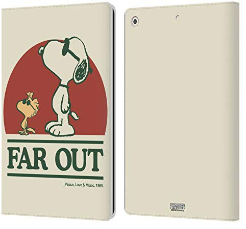 Head Case Designs Offizielle Peanuts Snoopy Woodstock Far Out Woodstock 50th Leder-Wallet-Hülle Kompatibel mit Apple iPad 10.2 2019/2020/2021