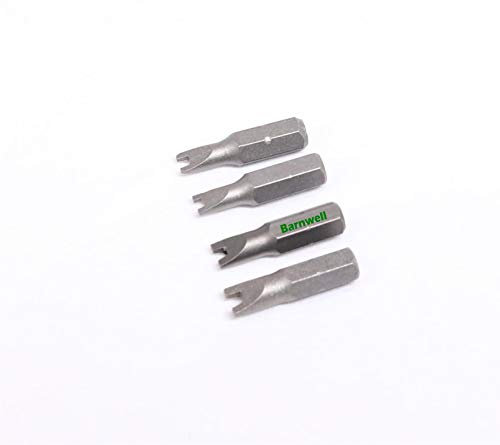 Barnwell Set of 4 Security Tamperproof 'Spanner' Snake Tongue Screwdriver Bits.4 6 8 10