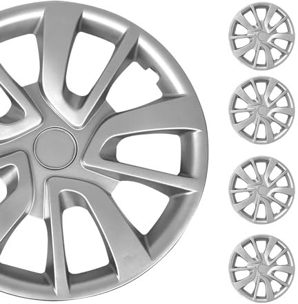 OMAC 4X Radkappen Radzierblenden Radblenden kompatibel mit Auto KFZ PKW 15 Zoll Silber ABS