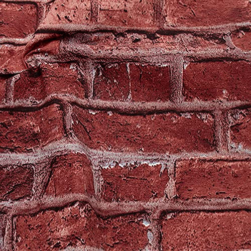 STOFFKONTOR Dekostoff Stoff bedruckt Mauer - Meterware, rot - zum Nähen von Tischwäsche, Kissen, Vorhängen, Dekoartikeln uvm.