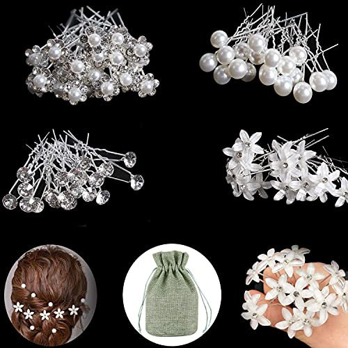 50 Piezas Horquillas Pelo Mujer, VEGCOO Horquillas para Novia, Pinzas para el Pelo en Forma de U, Accesorios para el cabello para Boda, Fiesta (A)