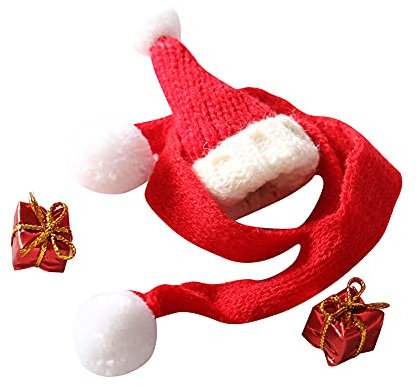 ISAKEN Wichteltür Weihnachten Set Miniatur Wichtel Set DIY Weihnachten Puppenhaus-Set Hut Roter Schal Geschenke Miniatur-Puppenhausmöbel und Zubehör