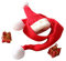 ISAKEN Wichteltür Weihnachten Set Miniatur Wichtel Set DIY Weihnachten Puppenhaus-Set Hut Roter Schal Geschenke Miniatur-Puppenhausmöbel und Zubehör