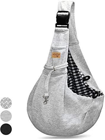 vrbabies Hundetragetasche,Hundetasche für Kleine Hunde und Andere Haustiere 5kg,Hundetragetuchtragetuch Hund Verstellbar Perfekt (Hellgrau, Schnalleneinstellung)