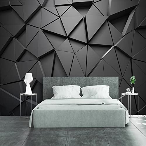 Carta da parati murale Carta da parati 300 cm x 210 cm (larghezza x altezza) 3D geometrico astratto triangolo grigio sfondo muro grande murale moderno studio soggiorno camera da letto decorazione