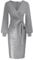 GRACE KARIN Damen V-Ausschnitt Langarm CocktailKleid Pailletten HIPS-Wrapped Kleid mit Gürtel S Silber Grau CL1428A22-15