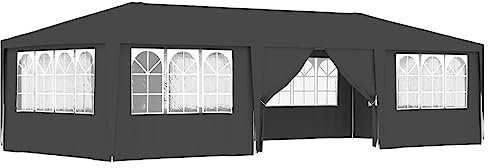 Coavain Pavillon mit Seitenwänden 4x9 m Anthrazit 90 g/m² Partyzelt UV- und Wasserbeständig Gartenpartys Einfach zu Montieren Gartenpavillon Robuster Rahmen Zelt Treffen und Partys im Freien
