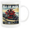 Purely Home Tasse TT de l'île de Man – Style affiche rétro, cadeau/cadeau de course de moto – Thé/café boissons chaudes, tasse en porcelaine blanche
