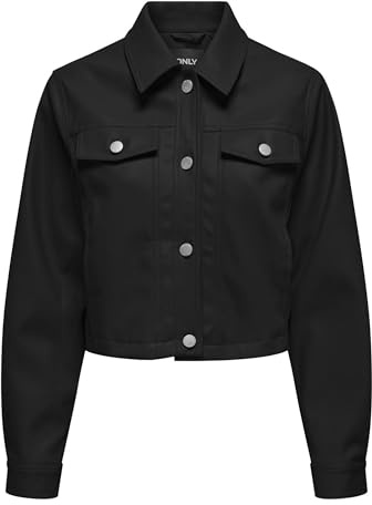 ONLY Damen ONLRIMA Faux Leather Jacket OTW Jacke, Black, M