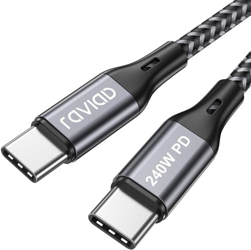 RAVIAD Cable USB C Carga Rápida 1M, 240W Cable USB C a USB C PD3.1 5A 48V Cable Tipo C para iPhone 15 Pro Max, Samsung S24 S23 S22 S21, MacBook Pro/Air, Pad Pro/Air, Pixel, Laptops, Pixel