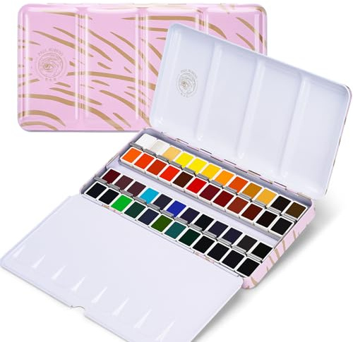 Paul Rubens Künstler-Aquarellfarben-Set, 48 lebendige Farben in tragbarer Box, hohe Transparenz, hervorragende Lichtechtheit, perfektes professionelles Reise-Aquarell-Set für Künstler