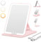 Auxmir Kosmetikspiegel mit Beleuchtung, USB Wiederaufladbar Schminkspiegel, Faltbar Spiegel Reisespiegel mit 3 Lichtfarben für Zuhause Reise, Rosa