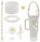 Belligern 6 PCS Accessories Set Compatible with Stanley Cup, White Silicone Boot, Woven Handle Strap, Straw Cover Cap, Charms for 30/40oz Tumbler Accessories