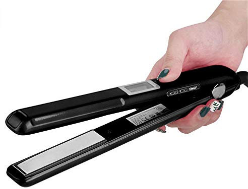 Plancha de pelo infrarroja profesional con plancha fría, recupera el cabello dañado, ultrasónico infrarrojo para el cuidado del cabello con pantalla LCD, color negro