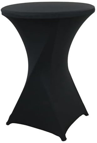 AMENGJ Stretch Stehtisch Husse Rund Weiß Schwarz Stretch Runde Tisch Abdeckung Spandex Cocktail Tisch Tuch Elastische Party Hotel Hochzeit Bar Tisch Abdeckung(Black,60cm R x 110cm H)