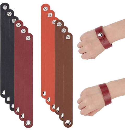 NICENEEDED 12 Stück Bunte Leder Schnapparmbänder 0.8 x 9 Zoll Verstellbares Blanko Armband Schlichtes Manschetten Wickelarmband Set Für Die Herstellung von DIY Schmuck