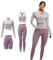 ZiaWorld Ensemble de yoga 4 pièces pour femme avec fermeture éclair - Veste à manches longues - Leggings de sport rembourrés - Pour course à pied, fitness - Survêtement sans couture, violet, L