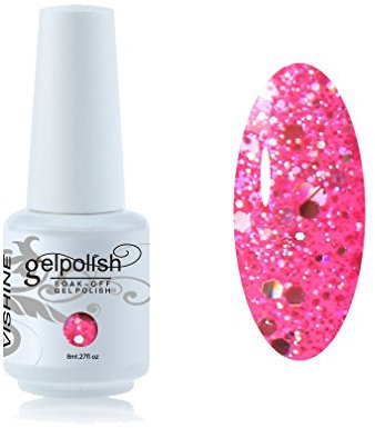 Vishine Vernis à ongles Semi-permanent Soak Off UV LED Gel Polish Nail Gel Manucure 8ml pailleté Rose clair #707