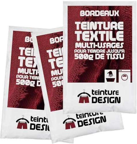 Set aus 3 Textilfarben - Universal Textilfarbe für Kleidung und natürliche Stoffe (Burgundrot)