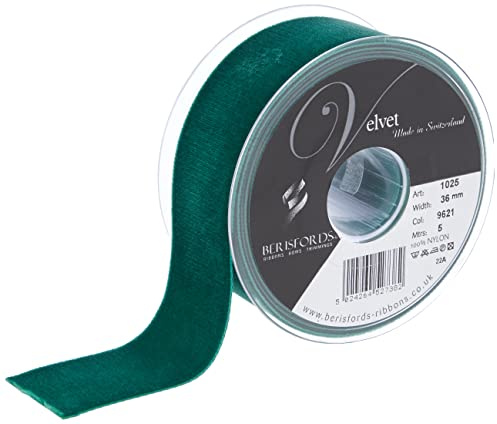 Berisfords Velvet Ribbon Bottle 45mm - Nylon Craft Ribbon for Sewing, Gift Wrapping and Hair Accessories